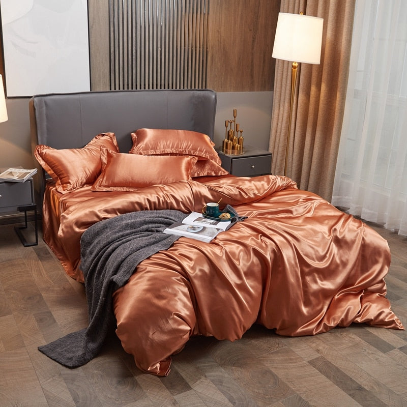 Lisslune | Satin Bedding Set - Rusty Gold