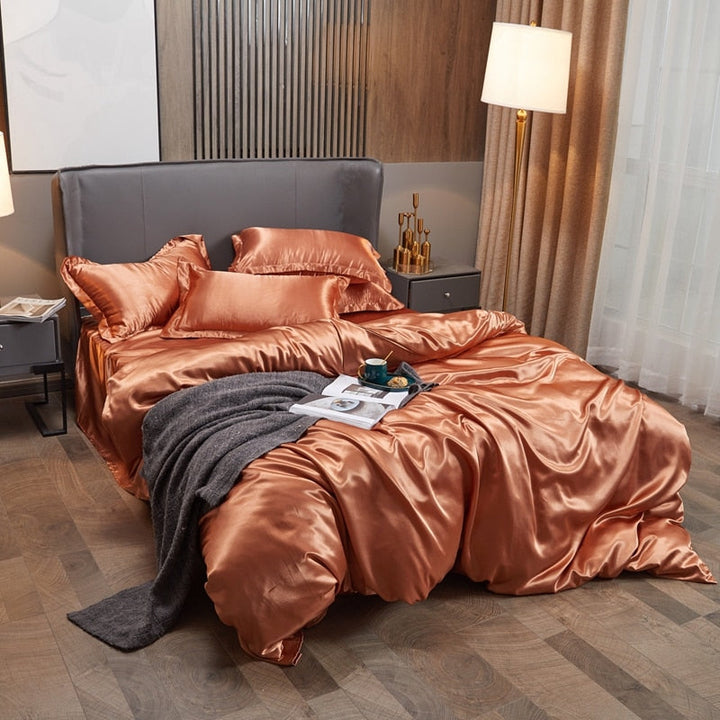Lisslune | Satin Bedding Set - Rusty Gold