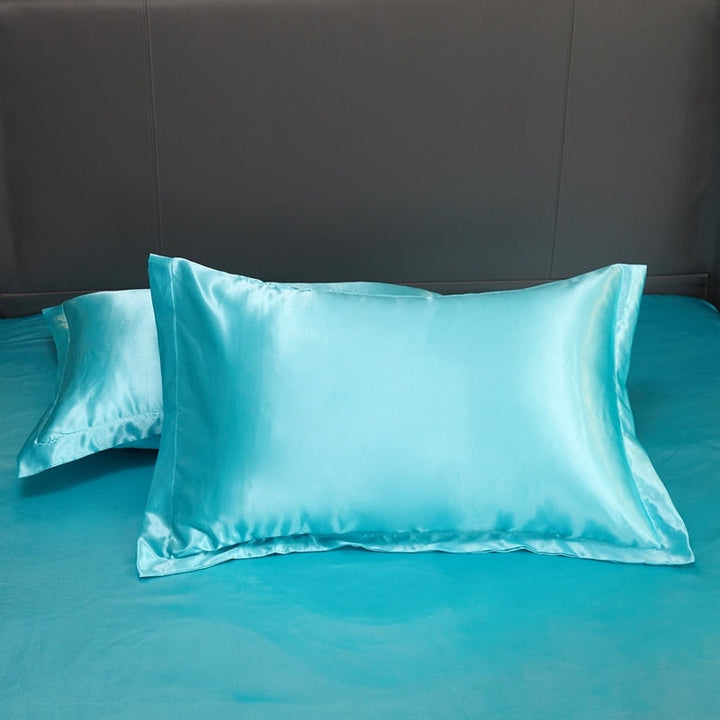 Lisslune | Satin Bedding Set - Aqua Blue