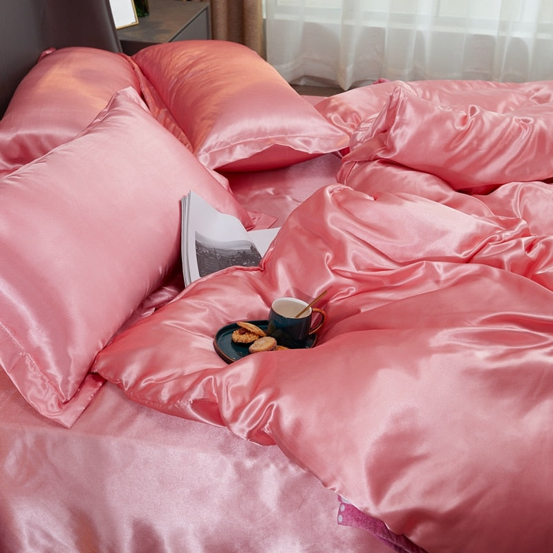 Lisslune | Satin Bedding Set - Peach
