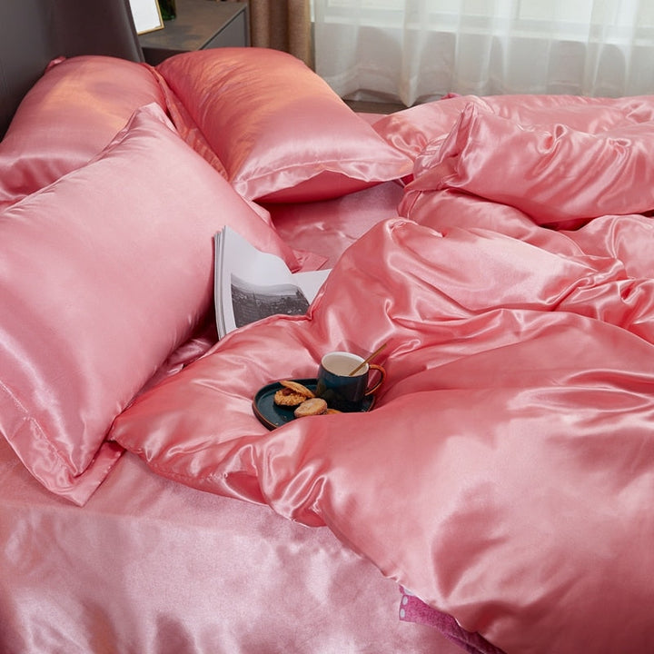 Lisslune | Satin Bedding Set - Peach