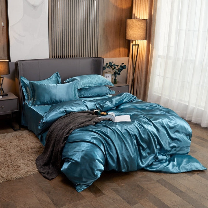 Lisslune | Satin Bedding Set - Opal Blue