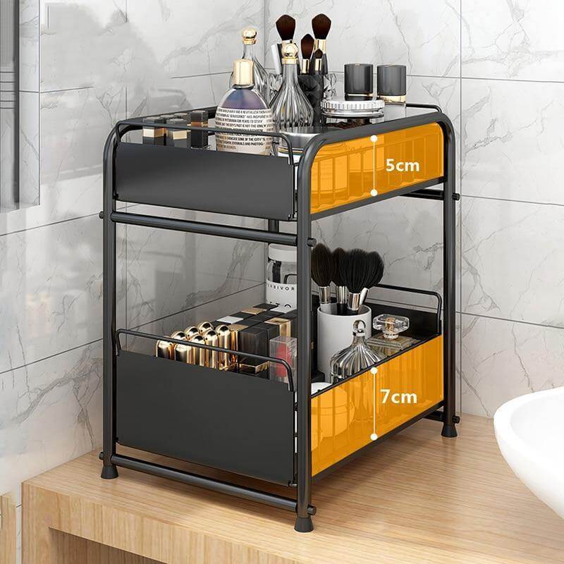 Lisslune | 2-Tier Organizer with Sliding Kitchen Storage Drawers