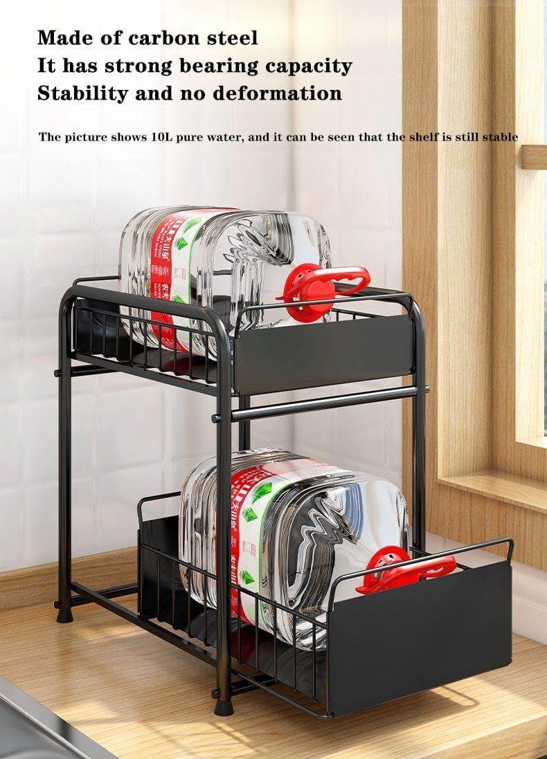 Lisslune | 2-Tier Organizer with Sliding Kitchen Storage Drawers
