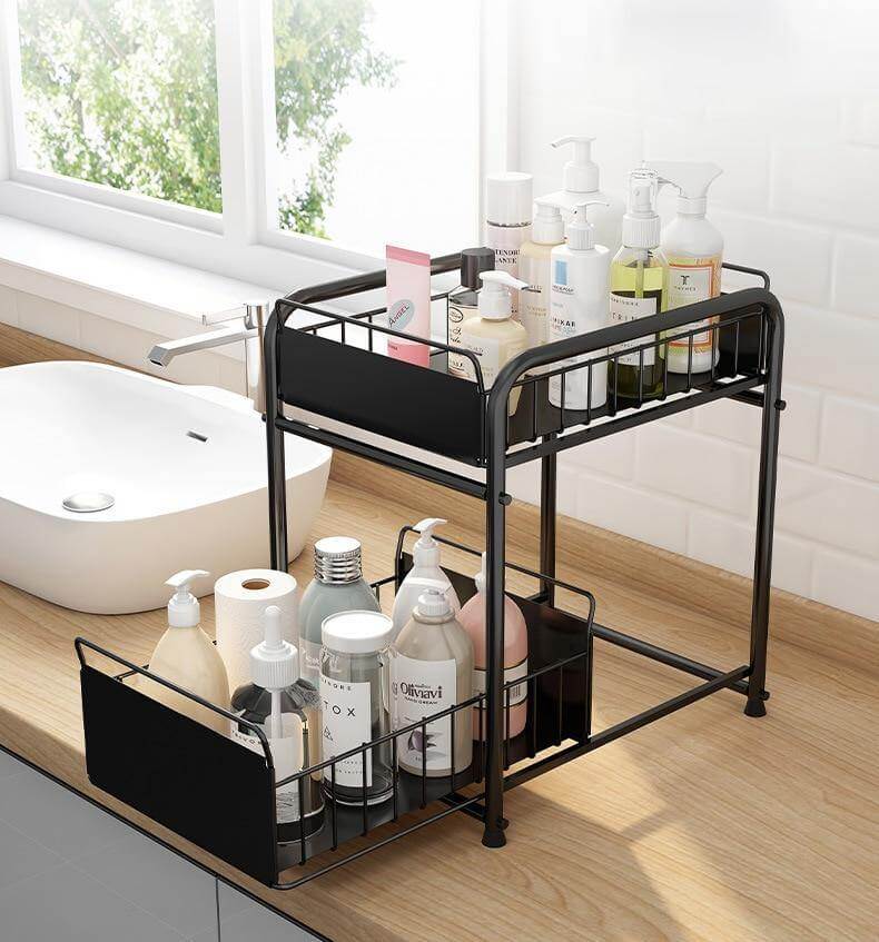 Lisslune | 2-Tier Organizer with Sliding Kitchen Storage Drawers
