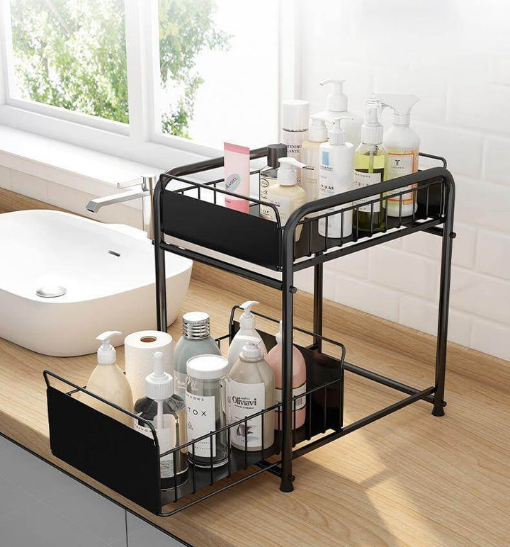 Lisslune | 2-Tier Organizer with Sliding Kitchen Storage Drawers