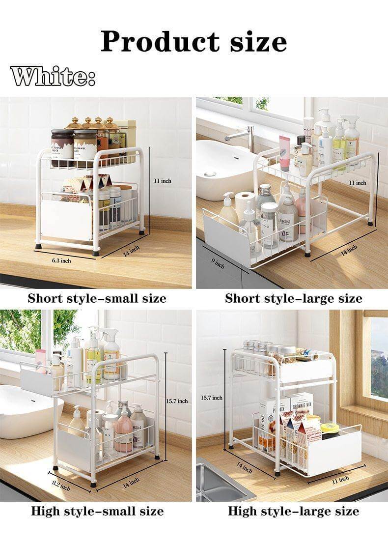 Lisslune | 2-Tier Organizer with Sliding Kitchen Storage Drawers