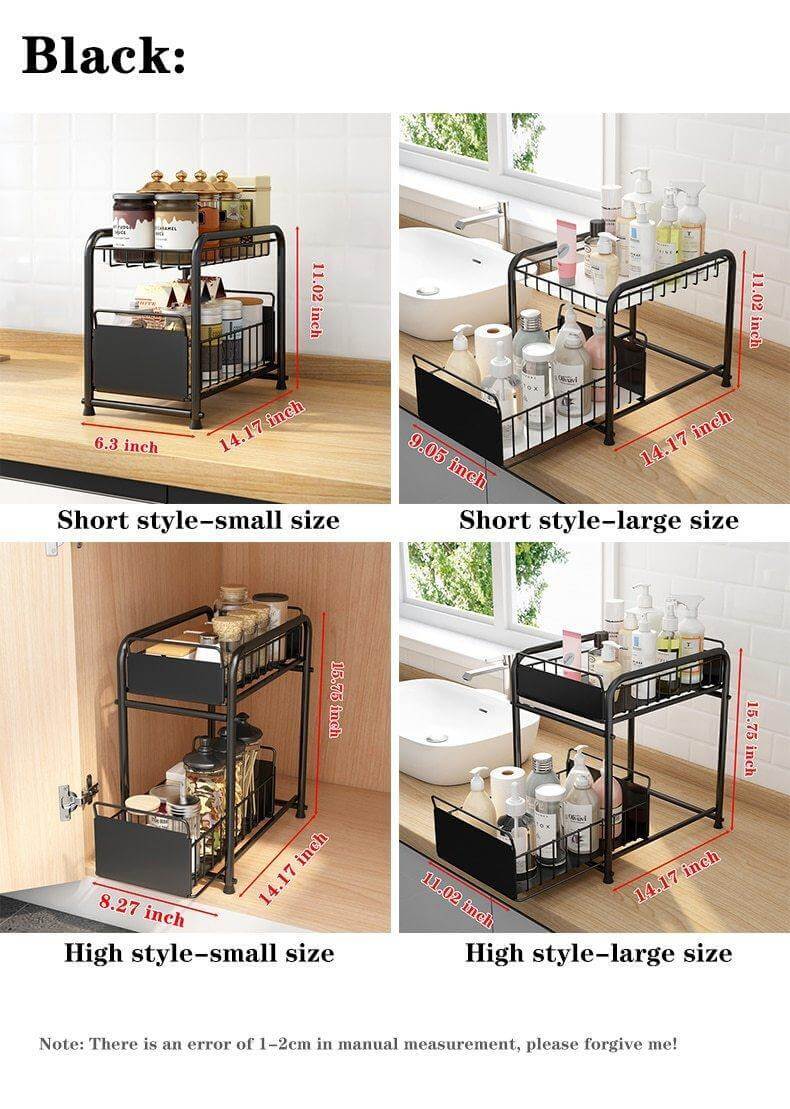 Lisslune | 2-Tier Organizer with Sliding Kitchen Storage Drawers