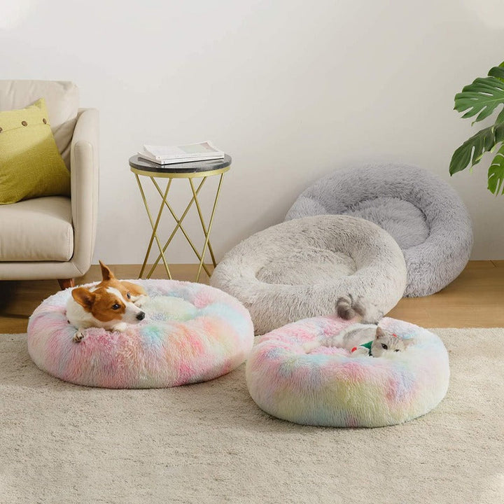 Lisslune | Beef Rainbow Extra Plush Calming Donut Dog Beds