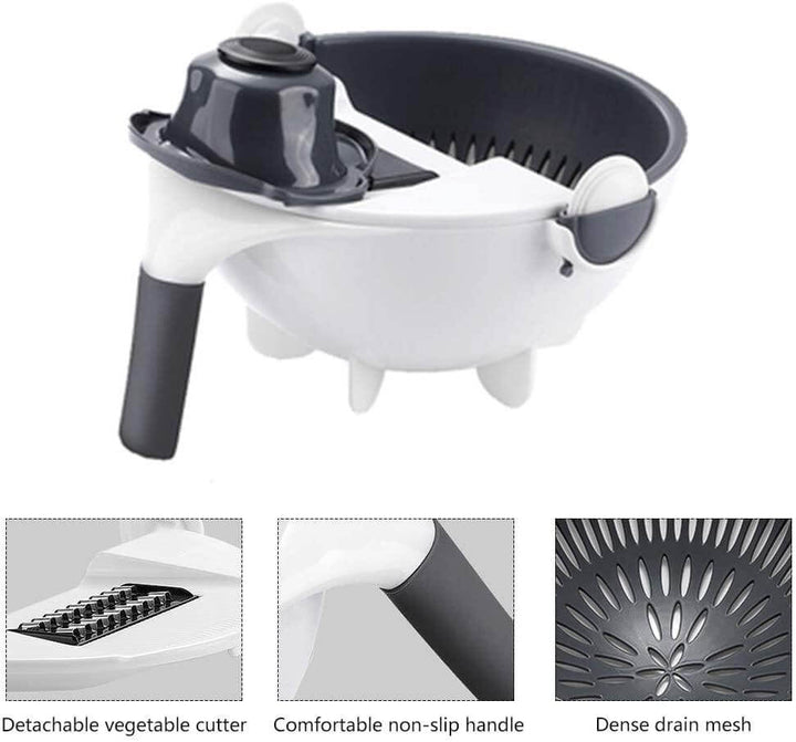 Lisslune | Multifunctional Rotate Vegetable Cutter With Drain Basket