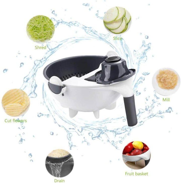 Lisslune | Multifunctional Rotate Vegetable Cutter With Drain Basket