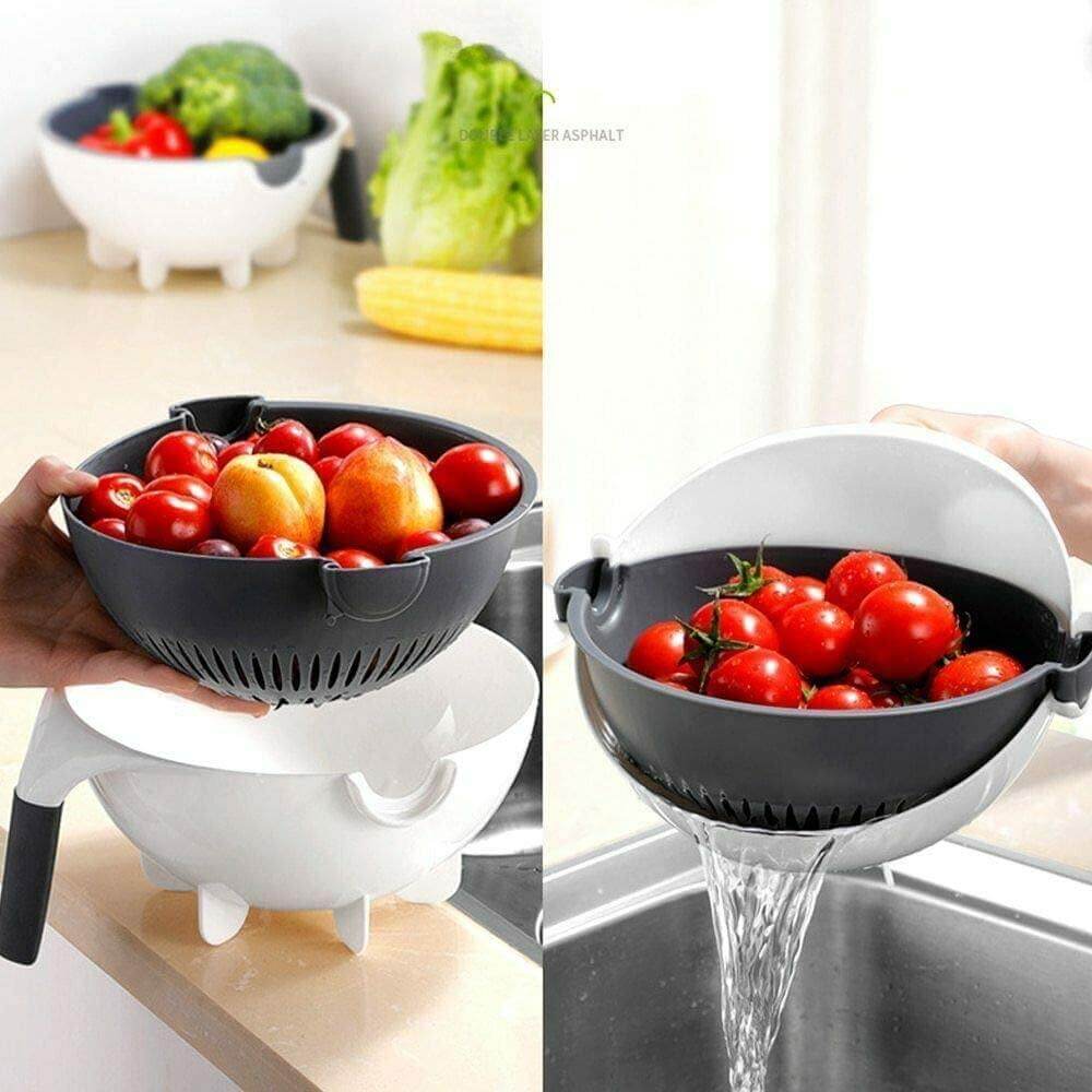 Lisslune | Multifunctional Rotate Vegetable Cutter With Drain Basket