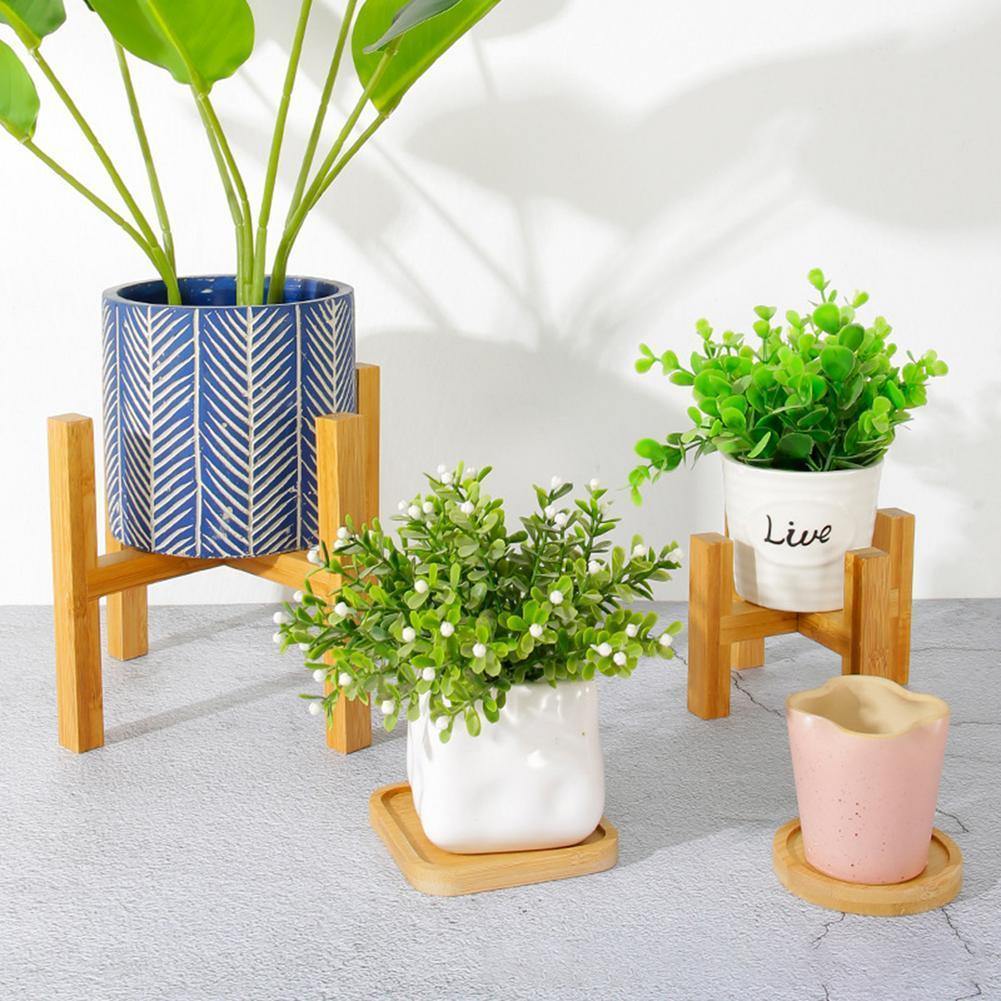 Lisslune | BambooElevate Plant Stand made of bamboo wood | Adjustable & Stable | Perfect for indoors