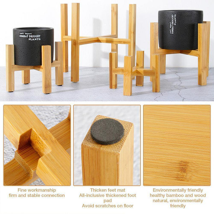 Lisslune | BambooElevate Plant Stand made of bamboo wood | Adjustable & Stable | Perfect for indoors