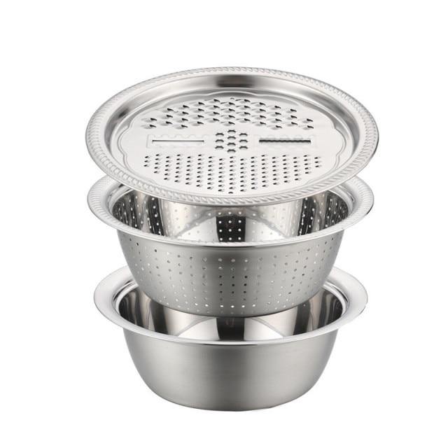 Lisslune | 3in1 Stainless Steel Vegetable Slicer with Drain Basket