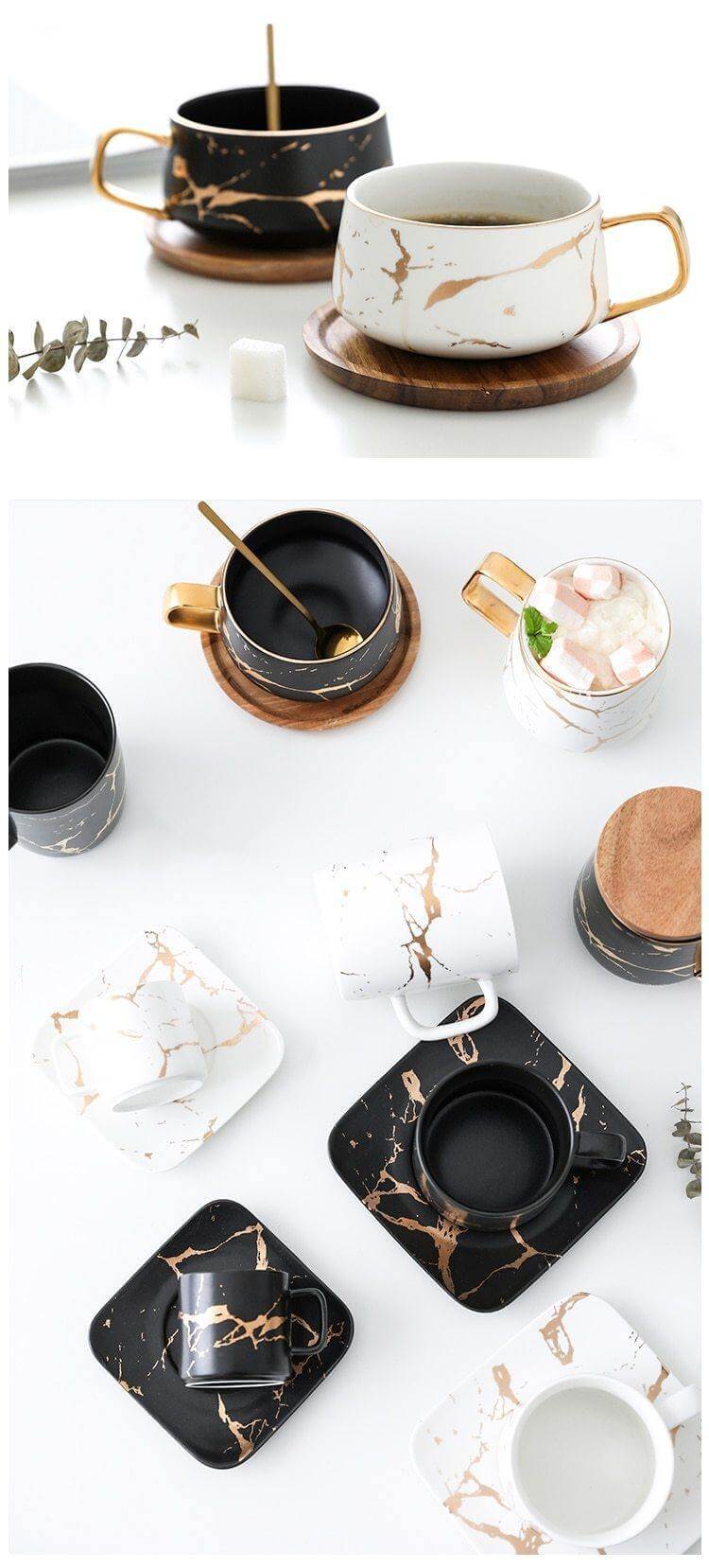 Lisslune | Elegant Nordic Marble Ceramic Coffee Mugs