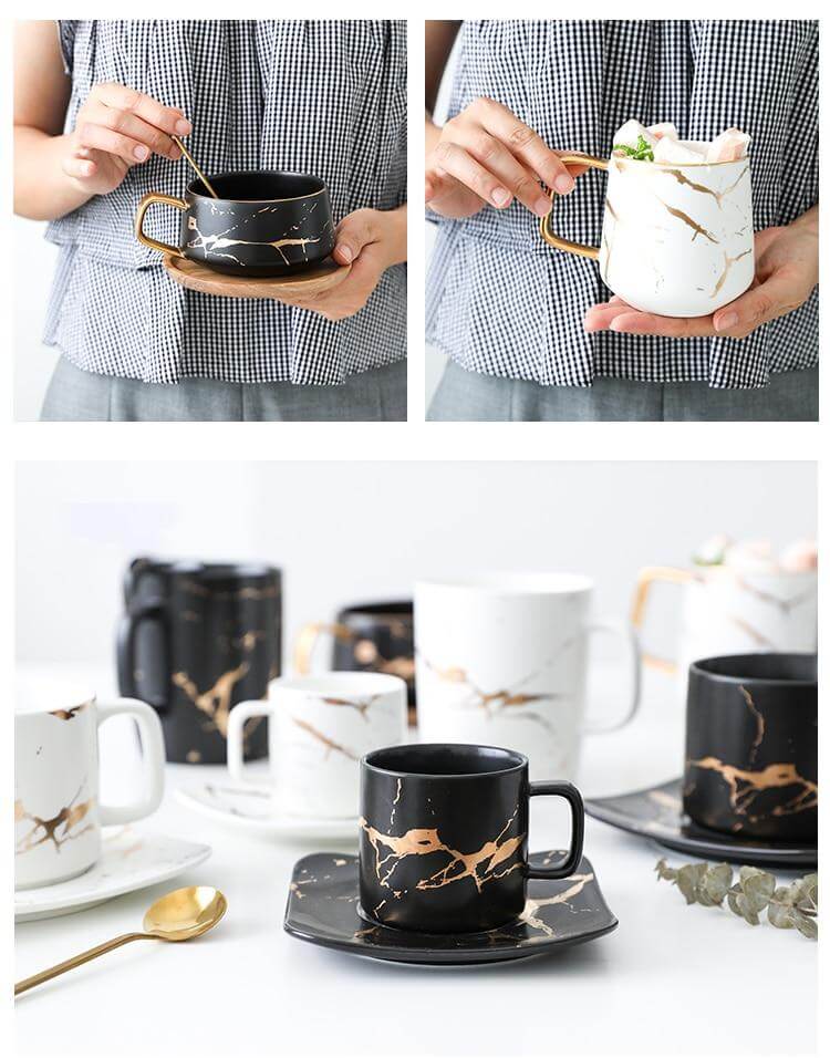 Lisslune | Elegant Nordic Marble Ceramic Coffee Mugs