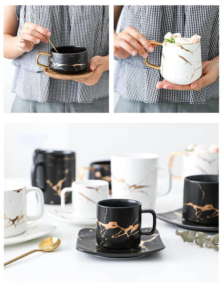 Lisslune | Elegant Nordic Marble Ceramic Coffee Mugs
