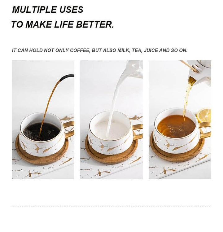 Lisslune | Elegant Nordic Marble Ceramic Coffee Mugs