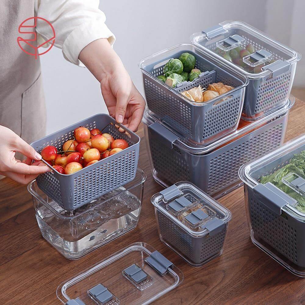 Lisslune | Multifunctional Vegetable & Fruit Refrigerator Drainage Organizer Box with Lid