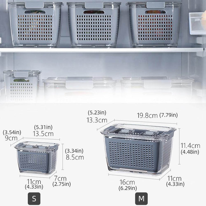 Lisslune | Multifunctional Vegetable & Fruit Refrigerator Drainage Organizer Box with Lid