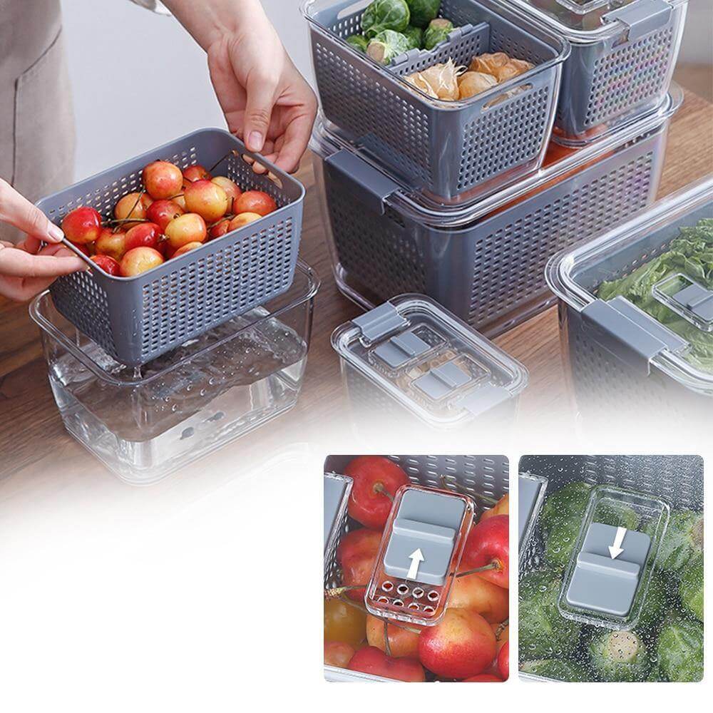 Lisslune | Multifunctional Vegetable & Fruit Refrigerator Drainage Organizer Box with Lid