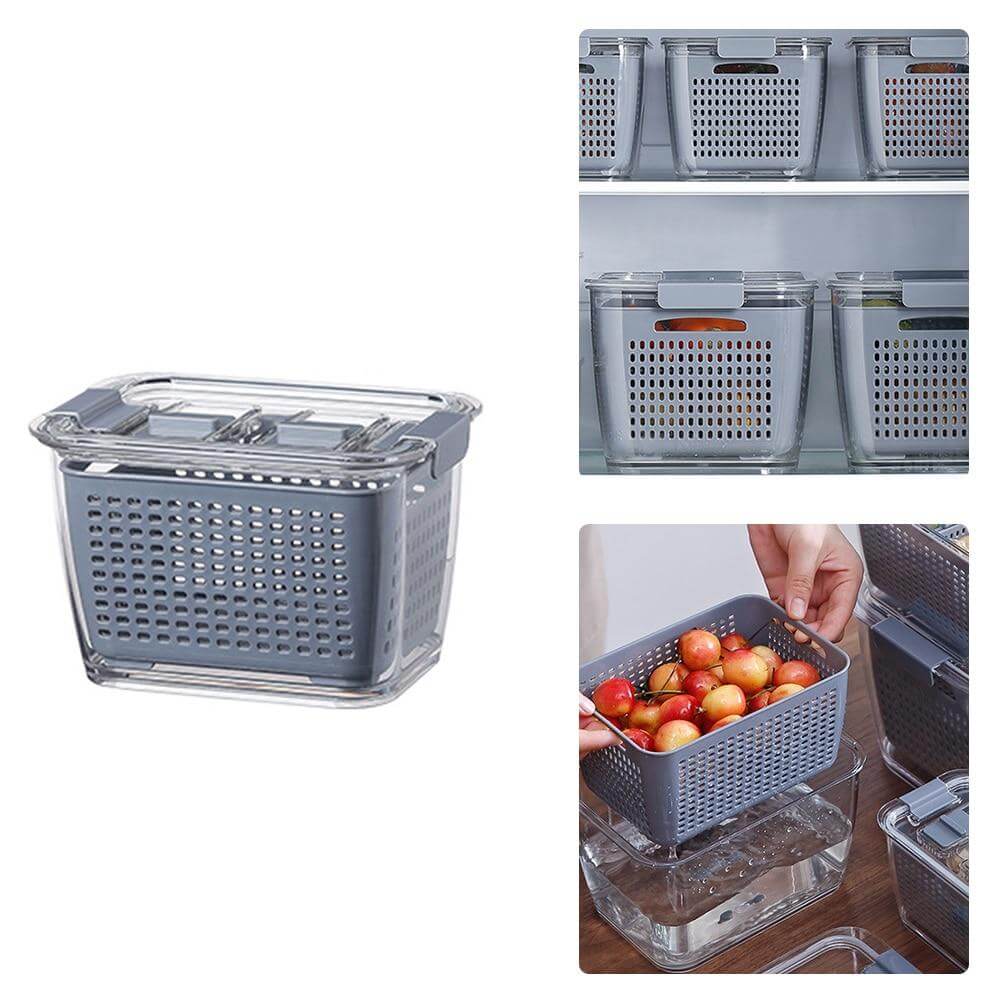 Lisslune | Multifunctional Vegetable & Fruit Refrigerator Drainage Organizer Box with Lid