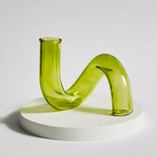Rynx Colored Glass Twisted Candle Holder