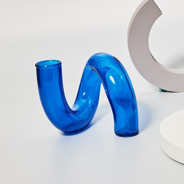 Rynx Colored Glass Twisted Candle Holder