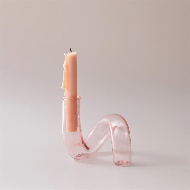 Rynx Colored Glass Twisted Candle Holder