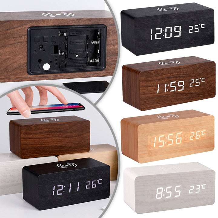 Lisslune | Modern Wood Wireless Charging Clock