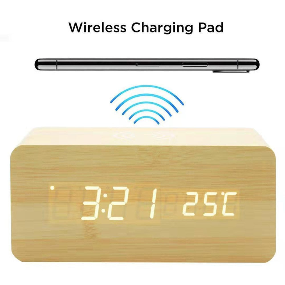 Lisslune | Modern Wood Wireless Charging Clock
