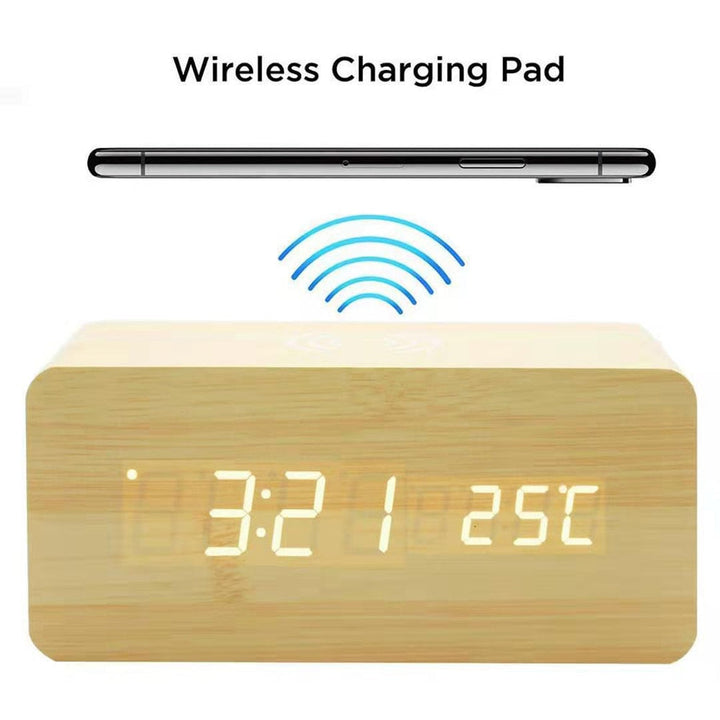 Lisslune | Modern Wood Wireless Charging Clock