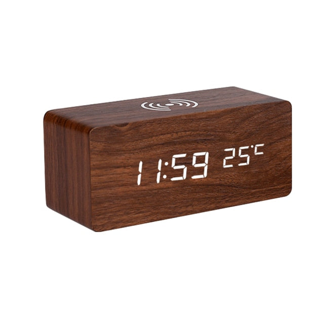Lisslune | Modern Wood Wireless Charging Clock