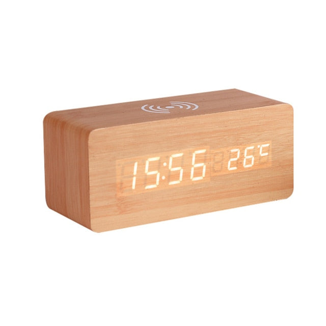Lisslune | Modern Wood Wireless Charging Clock