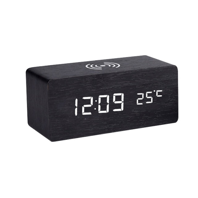 Lisslune | Modern Wood Wireless Charging Clock