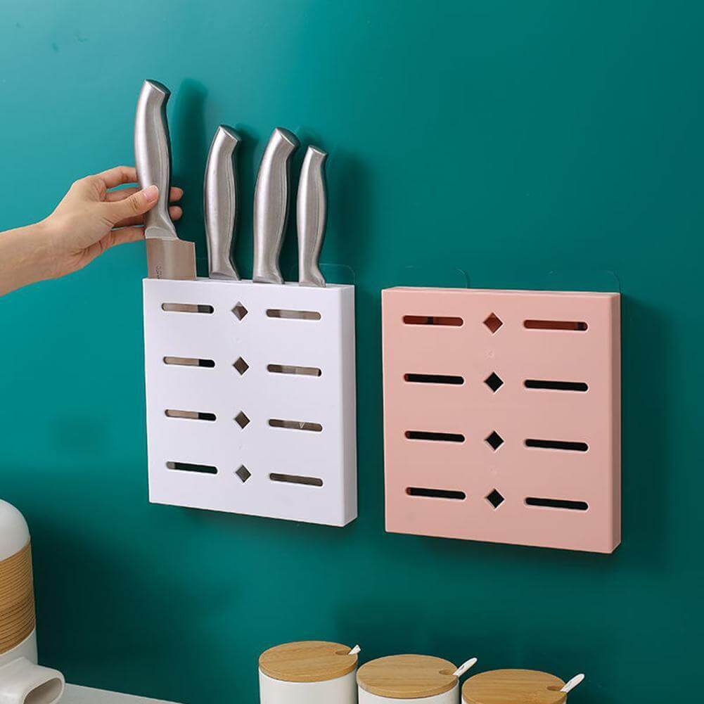 Lisslune | 2PCS Square Pastel Mavi Wall-Mounted Knife Organizer