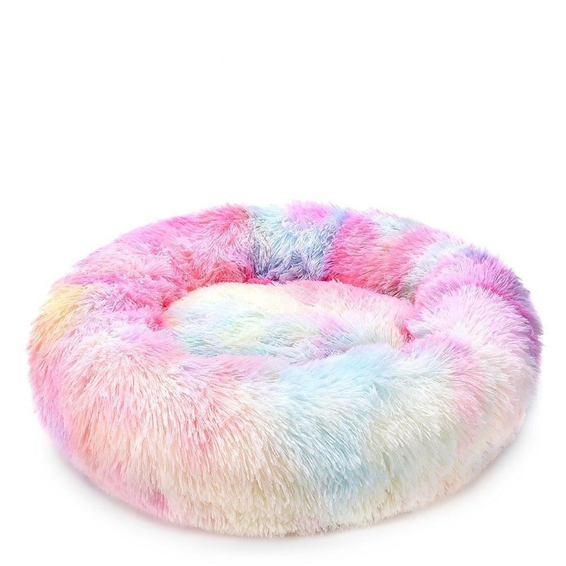Lisslune | Beef Rainbow Extra Plush Calming Donut Dog Beds