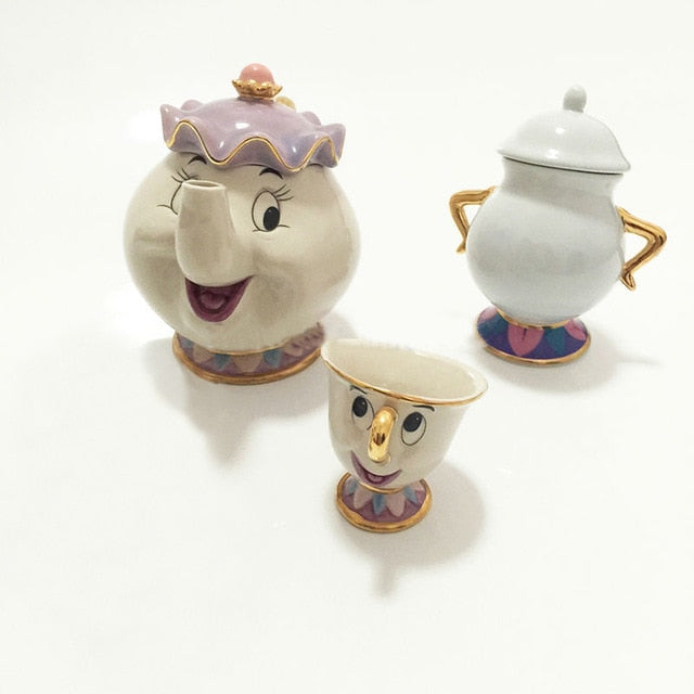 Lisslune | Limited Cartoon Beauty and the Beast Bone China Cup Tea Set Mrs. Potts and Chips Teapot Coffee Cups Set