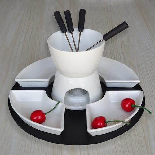 Lisslune | Handmade Ceramic Chocolate Fondue Pot Serving Set