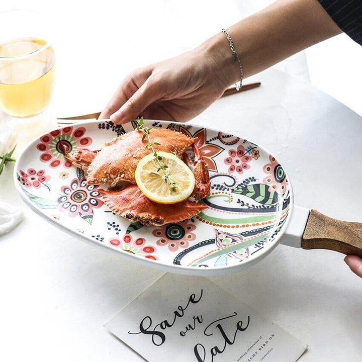 Lisslune | Colorful Ceramic Floral Pattern Serving Plate