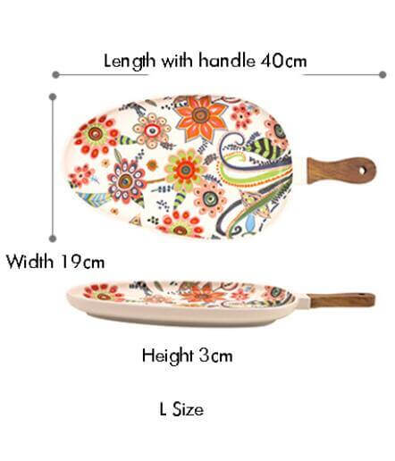 Lisslune | Colorful Ceramic Floral Pattern Serving Plate