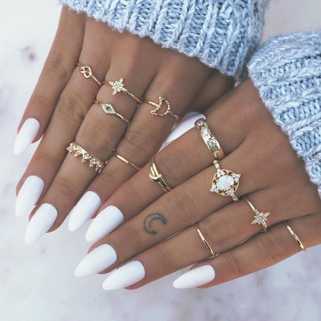 Lisslune | Fashion Crystal Gold color  Geometric Knuckle Rings set
