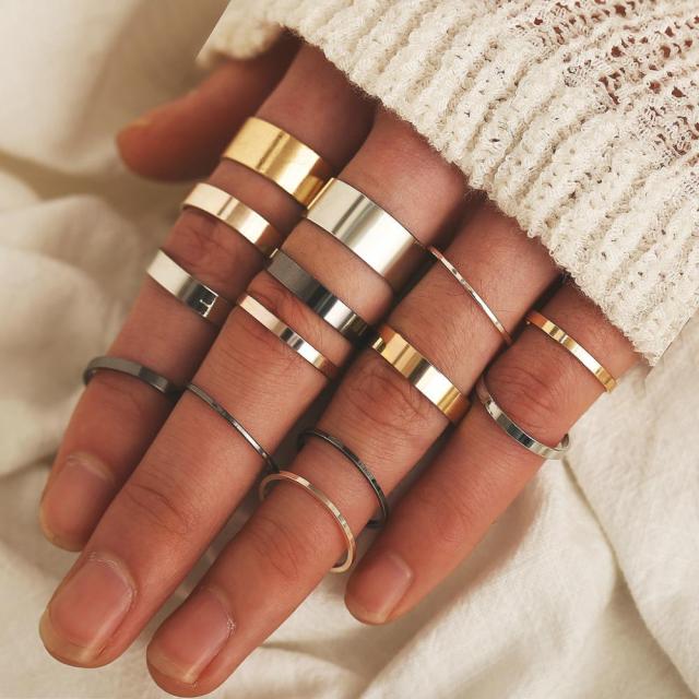 Lisslune | Fashion Crystal Gold color  Geometric Knuckle Rings set