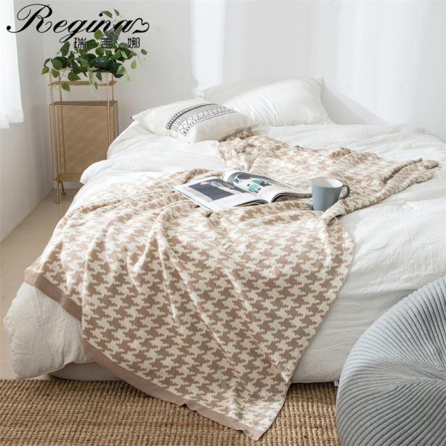 Lisslune | PlaidLuxe Houndstooth Throw Blanket | Checked Design | Soft & Cozy | Various Sizes