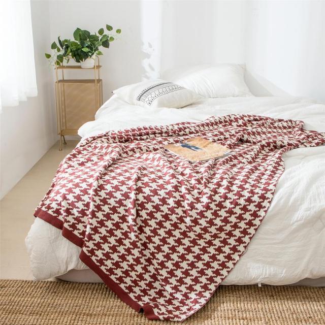 Lisslune | PlaidLuxe Houndstooth Throw Blanket | Checked Design | Soft & Cozy | Various Sizes