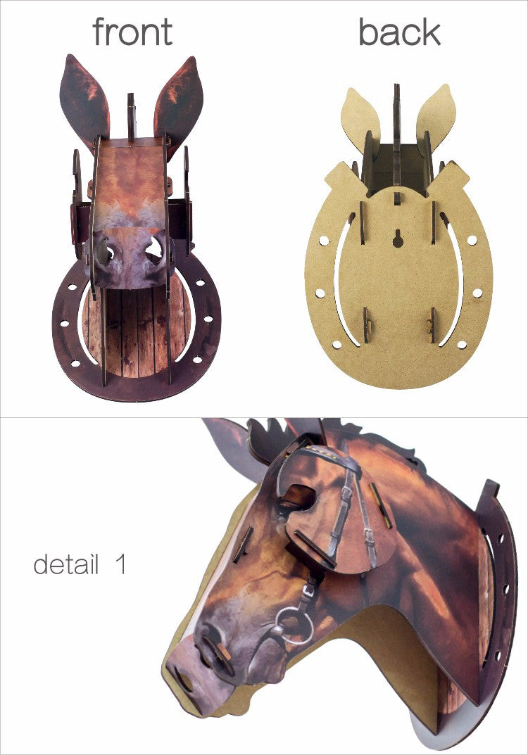 Lisslune | 3D Wooden Craft Horse Hanging Wall Decor