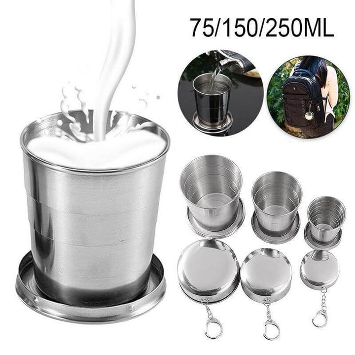 Lisslune | Foldable Portable Stainless Steel Camping Cup With Keychain