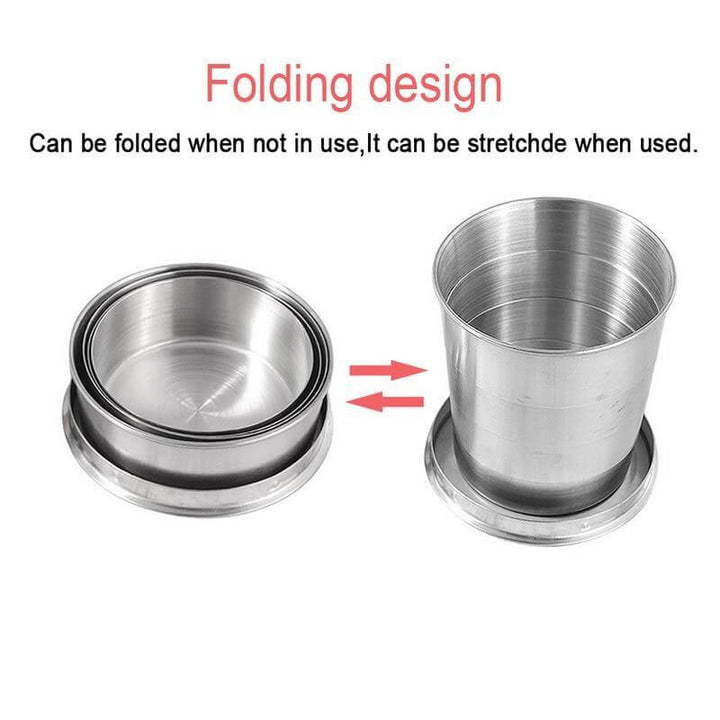 Lisslune | Foldable Portable Stainless Steel Camping Cup With Keychain