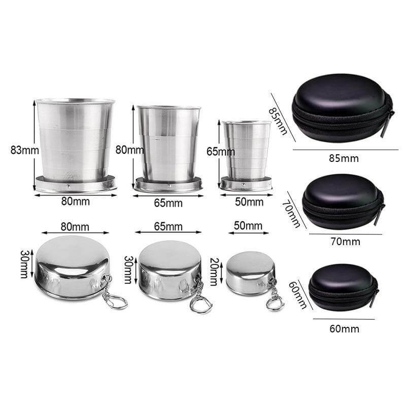 Lisslune | Foldable Portable Stainless Steel Camping Cup With Keychain